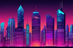 霓虹城市科技感未来插画