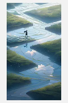 数字艺术手绘插画情景插画人物风景插画-众图网
