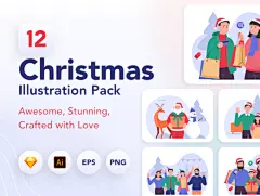 12组扁平化圣诞节新年主题插画场景素材 Christmas &amp; New year Illustration！来吧！检查我们的新产品**圣诞节和新年插图包！**

我们有新的令人兴奋的东西！此插图包是您的广告材料，应用程序设计，演示设计甚至墙上的海报的理想组合。

**此插图包非常适合：**
-网站元素（是的！它对网站的每个部分都有好处）
-应用程序设计元素（入门插图，空状态等）
-演示甲板
-印刷海报
-社交媒体需求（ FB封面，instagram帖子等）

**这是您将从此