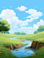 landscape template screenshot water and blue sky texture, in the style of pastoral charm, realistic usage of light and color