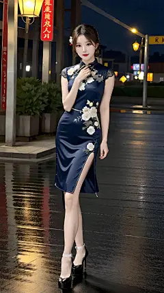 AI美女 - 江南烟雨 蕾丝旗袍国色天香-今日头条