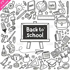 Back to School Design elements. Black and White Ve