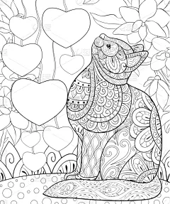 可爱的,猫,成年的,小的,动物,洋葱花,着色,爱,花