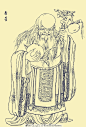 寿星 白描人物 神话传说 神仙 中国传统人物 南极仙翁 白描集神仙