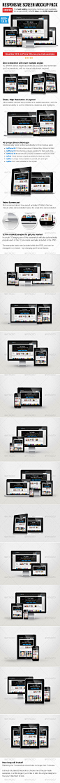 Responsive Screen Mockup Pack 手机平板显示器场景模型素材模板-淘宝网