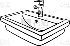 轮廓,洗手池,直的,卫生间,水槽,现代,设备用品,品牌名称,蜘蛛网,剪影