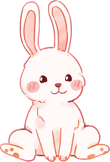 宠物水彩手绘插画-坐着的兔子