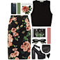 A fashion look from May 2015 featuring crop shirts, slit pencil skirt and black heel boots. Browse and shop related looks.