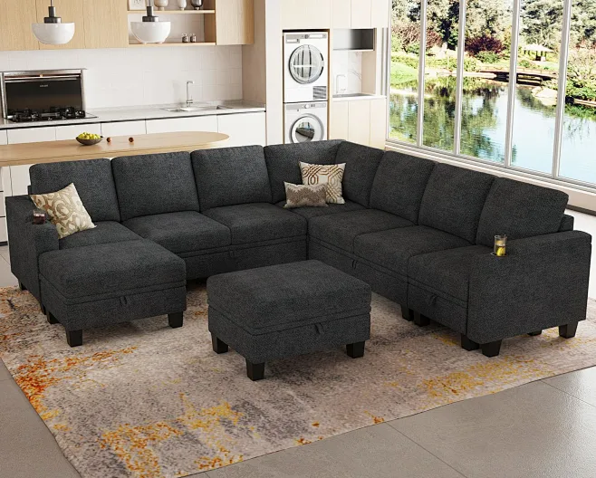 Amazon.com: Belffin Modular Sectional Sofa Couch with Storage U Shape ...