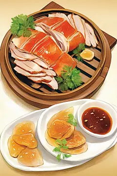 烧鸭北京烤鸭鸭子美食插画