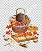 围炉煮茶吃小食插画元素图片下载