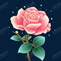 牡丹花 【酷图网】国潮,手绘,红色,牡丹花,植物