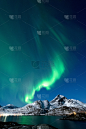 北极光, 罗弗敦群岛 ,挪威,垂直画幅,天空,美,星星,夜晚,雪,无人