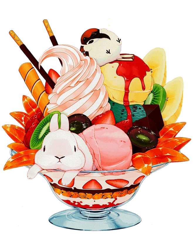 夏日冷饮 手绘冰激凌 png