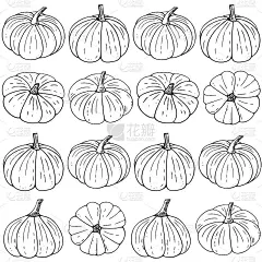 南瓜无缝图案，万圣节壁纸。手绘的感恩节葫芦底色无穷，配以素食，营养适当，饮食健康。