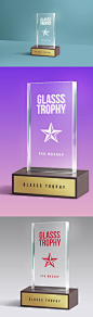 
Glass Trophy PSD Mockup 玻璃亚克力奖杯贴图模型素材