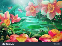说明:和平花河仙女常去的地方。现实的/卡通风格。幻想的话题。现场/壁纸/背景设计。-艺术,美容/时装服饰-海洛创意正版图片,视频,音乐素材交易平台-Shutterstock中国独家合作伙伴-站酷旗下品牌