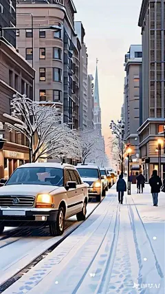 生成大城市里的大雪场景海报