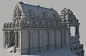 Combat Shrine wireframe, Edgar Martinez : Wireframe render in maya\mentalray
All building share many instances and the geometry on this renders represent the highest LOD on them.  
I was responsible for modeling the environment and all the buildings, the 