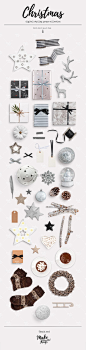 冬季银色圣诞节圣诞树立体俯视桌面摆设礼物PNG设计素材png363-淘宝网