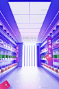 3D立体商店货柜购物紫色电商促销场景图片_潮国创意