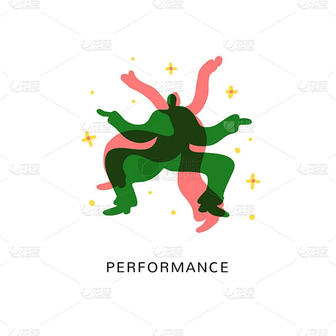 性能向量插图。抽象的表演者在跳舞，在表演。素材-花瓣网