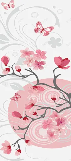 手绘淡雅樱花 创意素材
