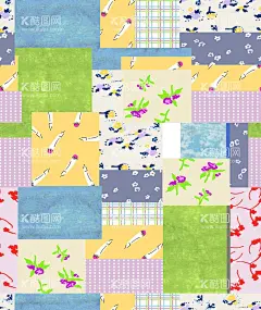 乱花  - 源文件下载【酷图网】数码,印花,手绘,大牌,方块,花,乱花