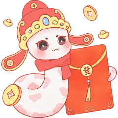 蛇年春节可爱Q版拟人蛇描边插画组合元素_4