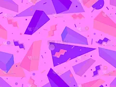 80年代风格的三维几何无缝图案。不同颜色的等距几何形状。设计包装纸，促销材料和织物。矢量图