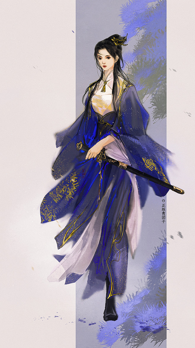 古风美人系列九图_正版青团子__插画师作...