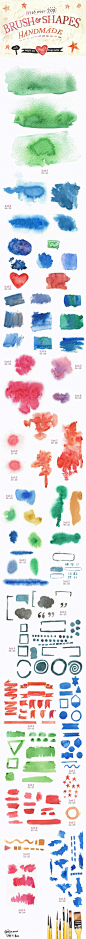 水彩绘画工具效果 Watercolour toolkit paint effects #415978-设计元素-美工云(meigongyun.com)
