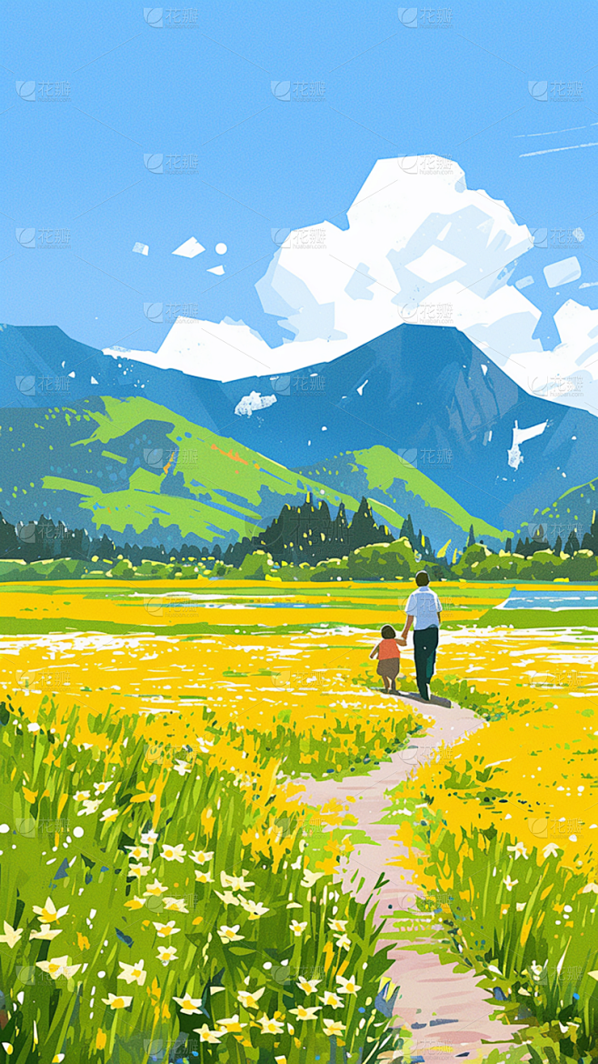 夏天通用夏日插画场景背景图片素材