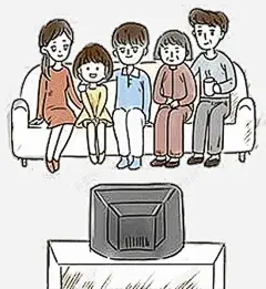 卡通一家人看电视插画 平面电商 创意素材