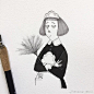 Procreate【海楠插画分享】插画师：Isabelle Follath，一组不同年龄不同组合的小头像，线条舒适，超爱@果子YNZ #果子插画课堂##海楠插画# ​​​​