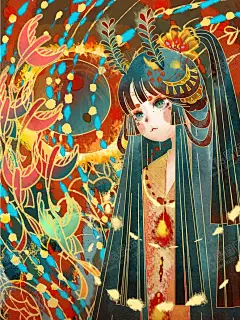 手绘原画人物角色卡通 【酷图网】游戏,女孩,海报,素材,手绘,插画,古风,插图,