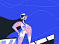 323 Chabaski boat girl woman sailor sea illustration cel animation yimbo character gif 365rounds loop daily 2d animation