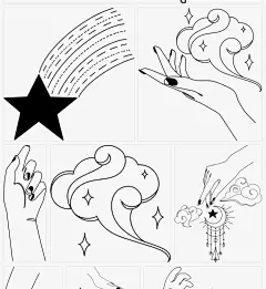 659手绘线条星座星系时尚优雅魔术手势图案艺术ai矢量png插画素材-淘宝网