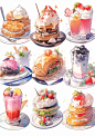 Vol.14美食｜甜品甜点蛋糕手帐插画素材