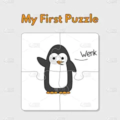 儿童,企鹅,卡通,模板,可爱的,单词,闪卡,野生动物,英格兰,动物