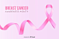 Realistic ribbon breast cancer awareness month
