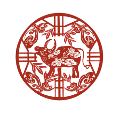 2021年牛年剪纸红色新年春节喜庆插画PNG窗花AI矢量PSD模板PS素材