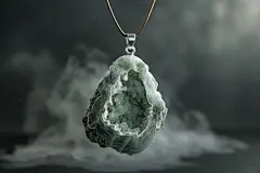 精美的古董玉石翡翠挂件摄影图片