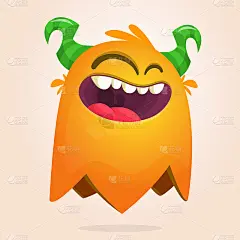 有趣的卡通怪物角色。插图可爱和快乐的神话外星生物。万圣节设计