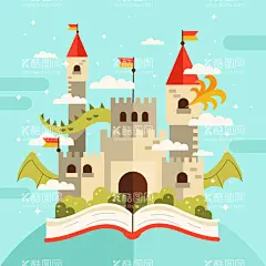 城堡  - 源文件下载【酷图网】城堡,童话,卡通,手绘,插图,建筑,童话城堡,梦幻城堡