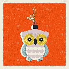 圣诞快乐，新年贺卡和猫头鹰。冬季问候向量