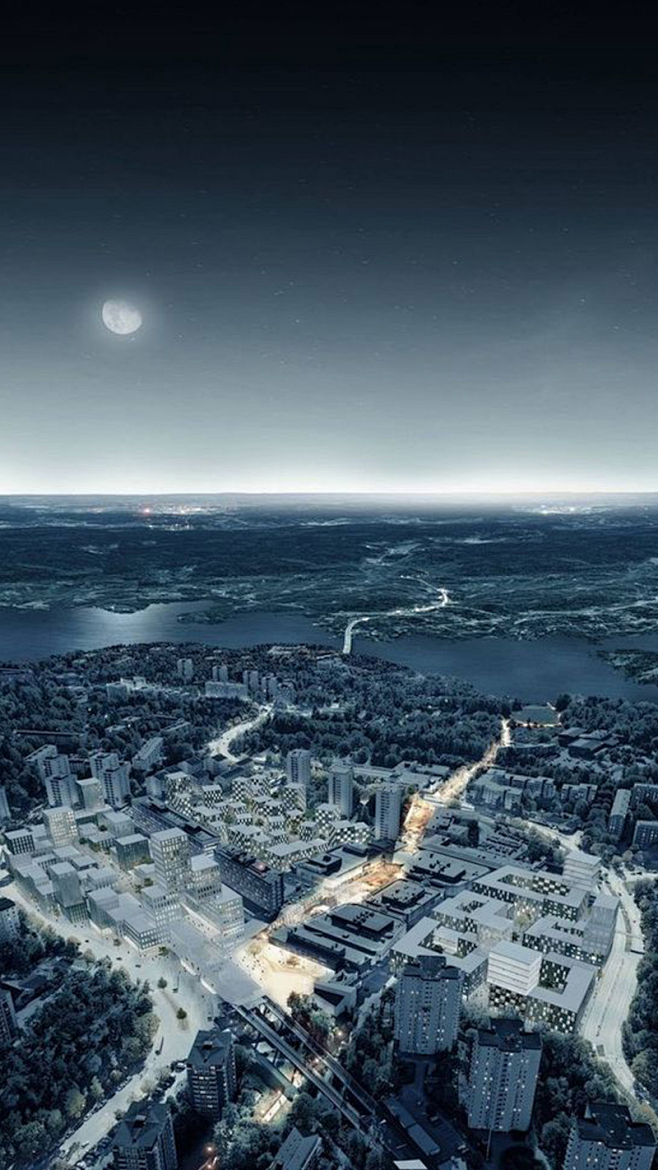蓝色城市APP手机端H5背景|APP手机端,H5背景,俯视图,城市,城市背景,手机背景,月亮,繁华,蓝色