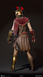 Alexios/Kassandra Outfit - Mercenary, Sabin Lalancette : This result was an excellent team effort in delivering an iconic outfit for the visual signature of the game.
Body, head, helmet, holster, sandals  - Sabin Lalancette
Hair - Stéphanie Chafe - https: