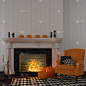 扶手椅,橙色,壁炉,秋天,烛台,墙,椅子,砖墙,南瓜