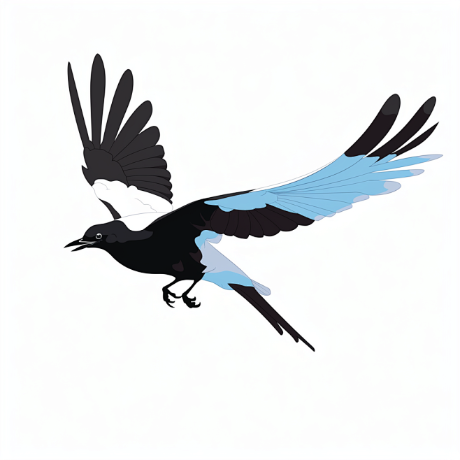 karin9852_magpie_is_flyingsimplicity_flat_vector_graphic_white ...